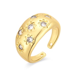Anillo Luxenter de Aleación de Metal y Circonita Brillante acabado en oro amarillo de 18k - Juini