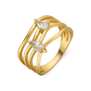 Luxenter Anillo de Plata de Ley 925 y Circonita Brillante acabado oro 18k - Tanduf