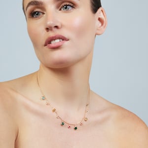 Collar Luxenter de Aleación de Metal y Circonita Multicolor acabado en oro rosa de 18k - Huis