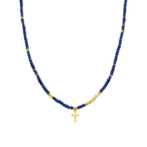 Luxenter Collar de Plata de Ley 925 y Cristal Azul Oscuro acabado oro amarillo de 18k - Iszun