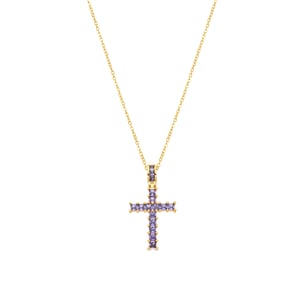 Collar Luxenter de Aleación de Metal y Circonita Amatista acabado en oro amarillo de 18k - Amku