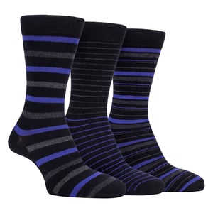 Paquete de 3 calcetines de vestir de bambú a rayas para hombre, suaves y transpirables