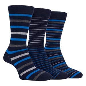 Paquete de 3 calcetines de vestir de bambú a rayas para hombre, suaves y transpirables