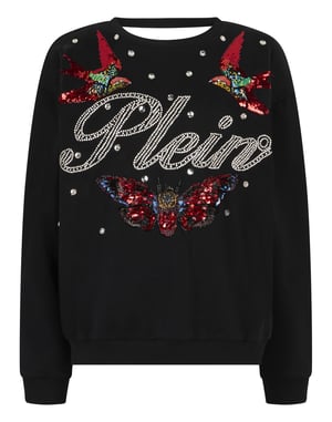 Open Back Sweatshirt Tattoo Strass