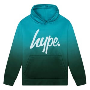 Sudadera con capucha para niños en degradado verde azulado, suave y cómoda