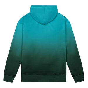 Sudadera con capucha para niños en degradado verde azulado, suave y cómoda