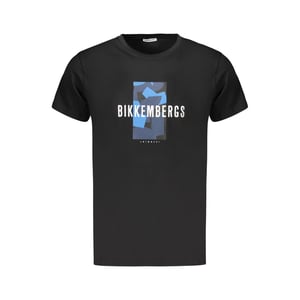 Camiseta de algodón negra para hombres Bikkembergs