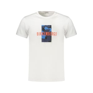 Camiseta de algodón blanca para hombres Bikkembergs