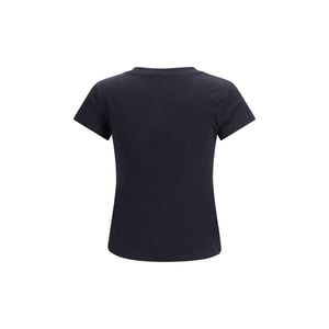 Camiseta de algodón negra Ganni