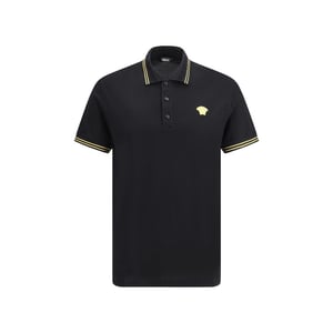Polo de algodón negro Versace