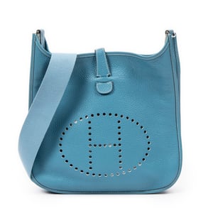 Hermès Evelyne II GM en  Blue Cuero de ternero