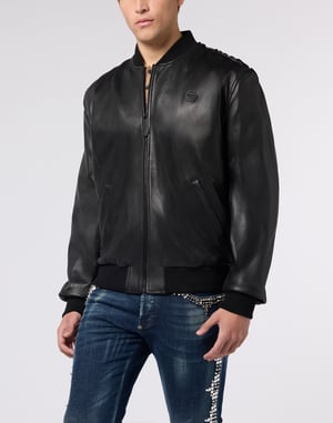 Leather Bomber Dragon Skull