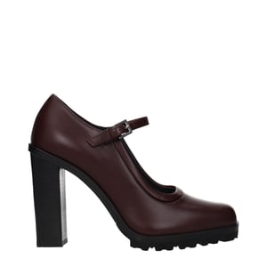 Pumps de tacón alto de cuero marrón Max Mara