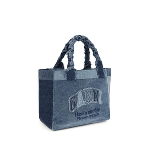 Bolso de Hombro de Algodón Azul Ganni