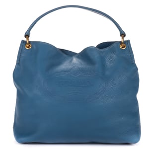 Prada Large Hobo Top Handle Large en  Blue Cuero de ternero