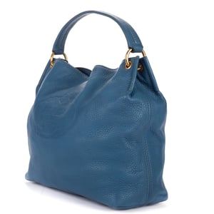 Prada Large Hobo Top Handle Large en  Blue Cuero de ternero