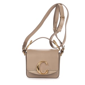 Chloé Mini C Bag  en  gris Cuero de ternero