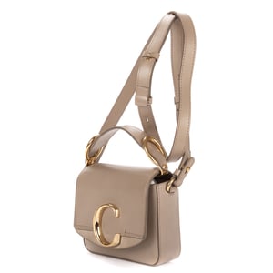 Chloé Mini C Bag  en  gris Cuero de ternero