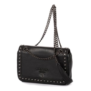 Prada Studded Flap Crossbody  en  negro Cuero de becerro