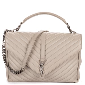 Yves Saint Laurent Large College Bag  en  gris Cuero de becerro