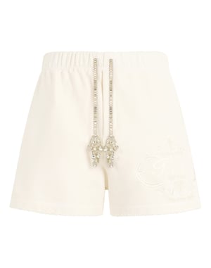 Washed Fleece Shorts Tennis Club Crystals