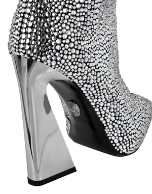 Leather Boots High Heels Mid Stones