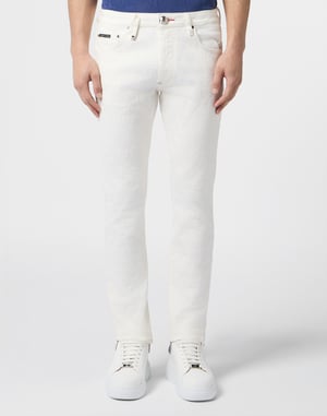 Super Straight Cut Jeans Embroidery Monogram