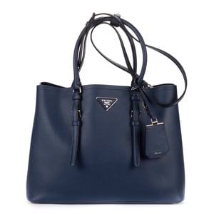 Prada Convertible Square Open Tote  en  Marina Cuero de ternero