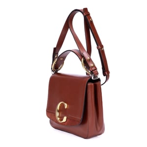 Chloé Small C Bag Small en  Brown Cuero de ternero