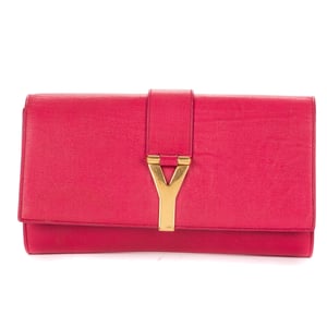 Yves Saint Laurent Ligne Y Clutch  en  rosa Cuero de ternero