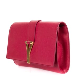 Yves Saint Laurent Ligne Y Clutch  en  rosa Cuero de ternero
