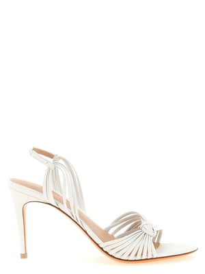 Sandalias de tacón stiletto de piel de cordero blanca Santoni