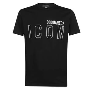 Camiseta Negra Con El Logotipo De Contorno Del Icono De Dsquared2