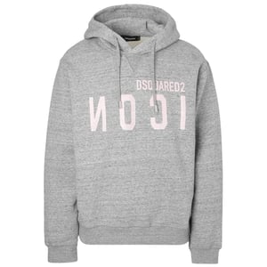 Sudadera Con Capucha Gris Con Logo Agrietado Y Icono Rosa De Dsquared2