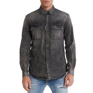 Camisa Vaquera Negra Descolorida De Corte Regular De Dsquared2