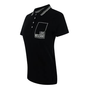 Polo Negro Con Logo Pequeño De Love Moschino