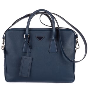 Prada Briefcase  en  azul Cuero de ternero