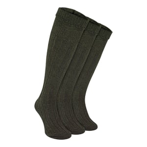 Paquete de 3 calcetines de lana para hombre | Calcetines largos de alto hasta la rodilla con puño doblado cálido