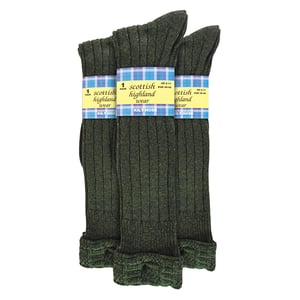 Paquete de 3 calcetines de lana para hombre | Calcetines largos de alto hasta la rodilla con puño doblado cálido