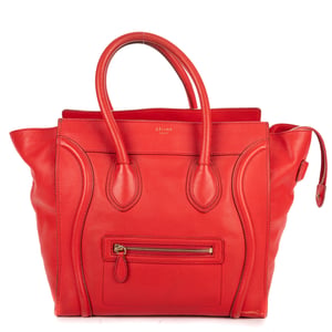 Celine Mini Lugagge Bag Mini en  Red Cuero de ternero
