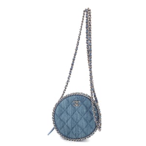Chanel Mini Round Clutch Bag Mini en  azul Lienzo