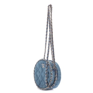 Chanel Mini Round Clutch Bag Mini en  azul Lienzo