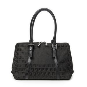 Fendi Small Double Zip Bowler  en  negro Lienzo