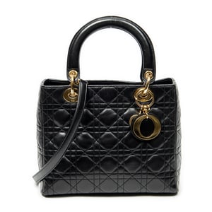 Dior Medium Lady Dior Zip  en  negro Cuero de ternero