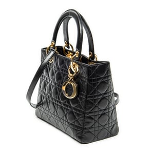Dior Medium Lady Dior Zip  en  negro Cuero de ternero