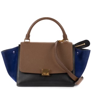 Celine Small Tricolor Trapeze Small en  Brown Cuero de ternero