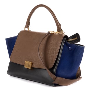 Celine Small Tricolor Trapeze Small en  Brown Cuero de ternero