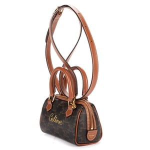 Celine Mini Boston Crossbody Mini en  marrón oscuro Lienzo recubierto