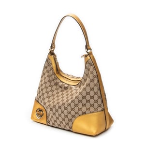Gucci Medium Lovely Heart Hobo  en  beige Lienzo