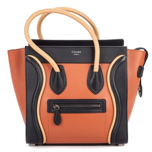 Celine Micro Tri-color Lugagge  en  Brown Cuero de ternero